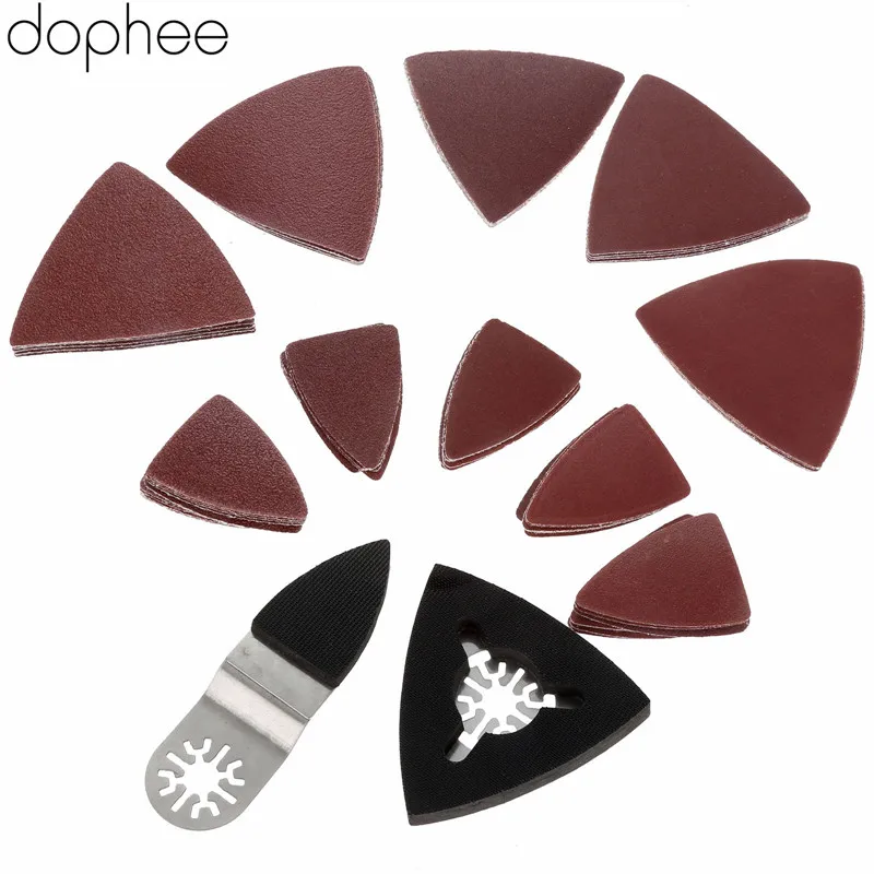 Dopee 75 шт Смешанная шлифовальная бумага+ 2 шт шлифовальная площадка Осциллирующий многофункциональный инструмент для Multimaster Fein Dremel резка Песочная бумага электроинструменты