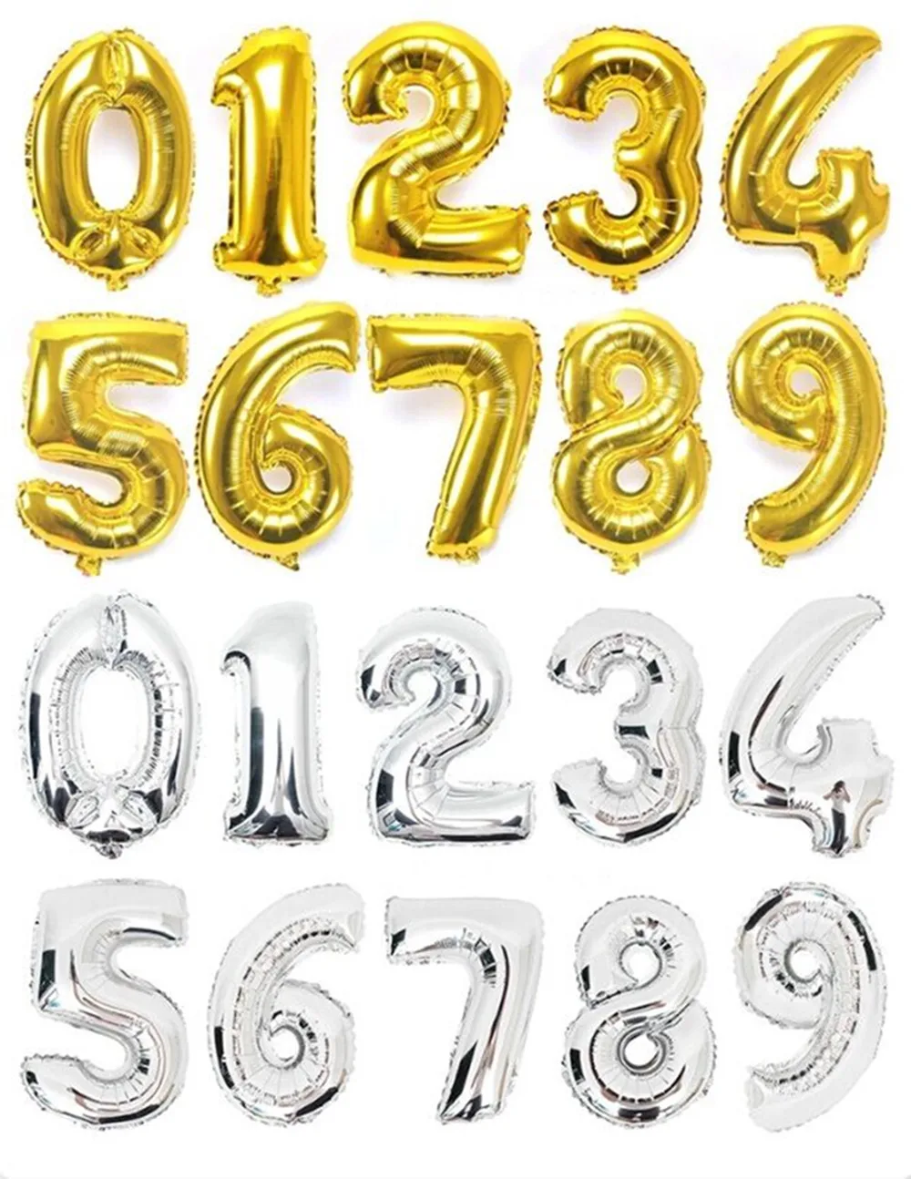 

100pcs/lot 40 inch 0-9 gold/silver foil number balloons birthday wedding party decoration helium inflatable balloon lin2568