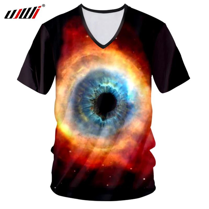 UJWI летние мужские футболки с v-образным вырезом новейший стиль 3D галактика