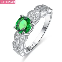 jrose classic four claw 1 carat 7mm zircon wedding rings for women jewelry silver color engagement ring female anel bijoux gifts