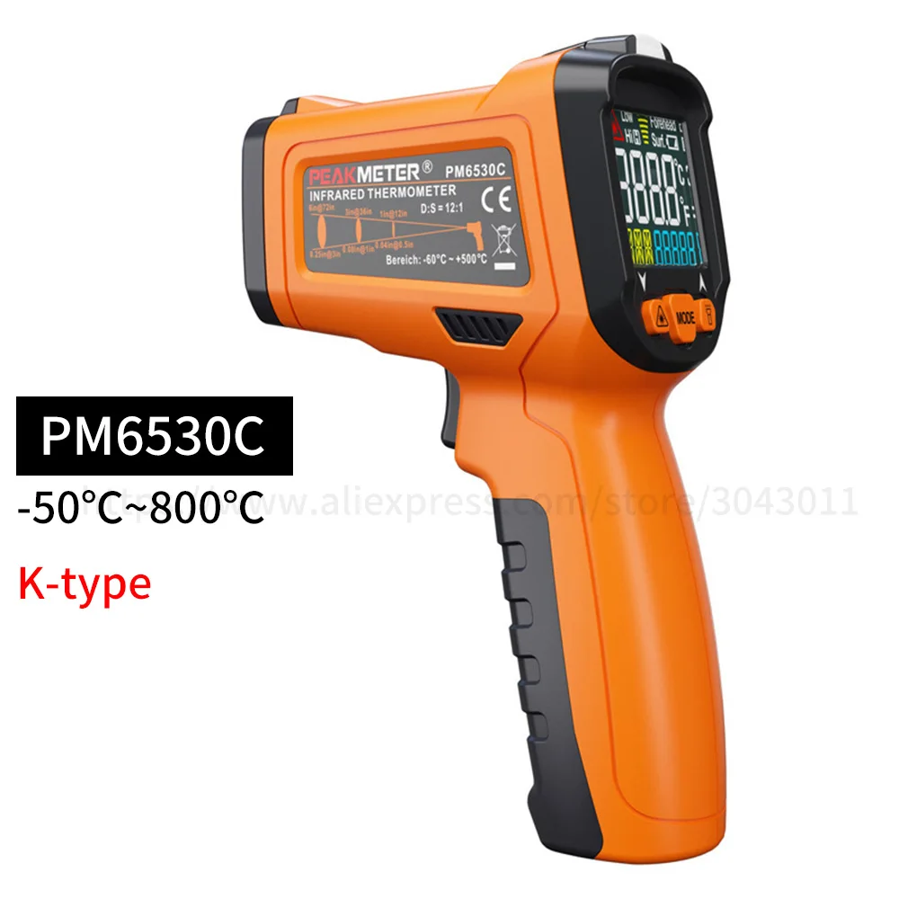 PM6530C 50~ 800 градусов Бесконтактный инфракрасный термометр лазерный ЖК-цифровой ИК термометр измеритель температуры пистолет температурные приборы - Цвет: PM6530C