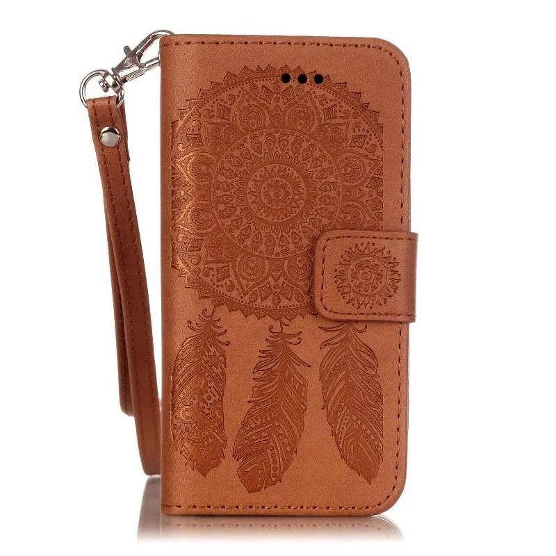 Ловец снов из искусственной кожи кошелек книжка флип чехол для iPhone XS XSMAX 8 8P 6 6S7 7 Стенд чехол для телефона с ремешком для переноски