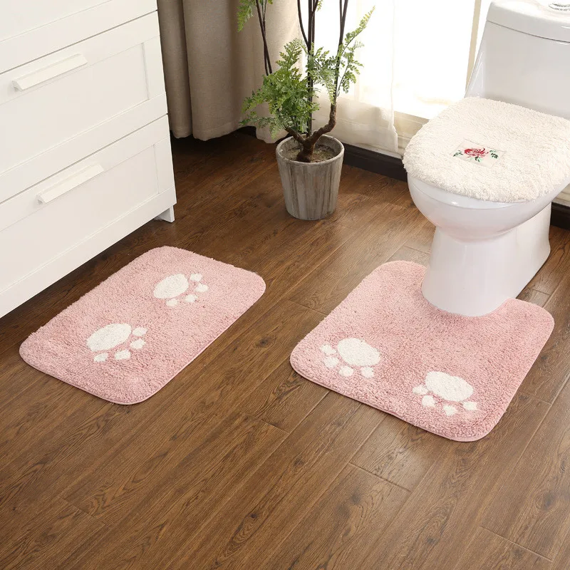 Bathroom Mat Carpet Floor Mats Non-slip Cushion Dustproof Water Uptake Toilet Rug High Quality Cotton Velvet Soft | Дом и сад