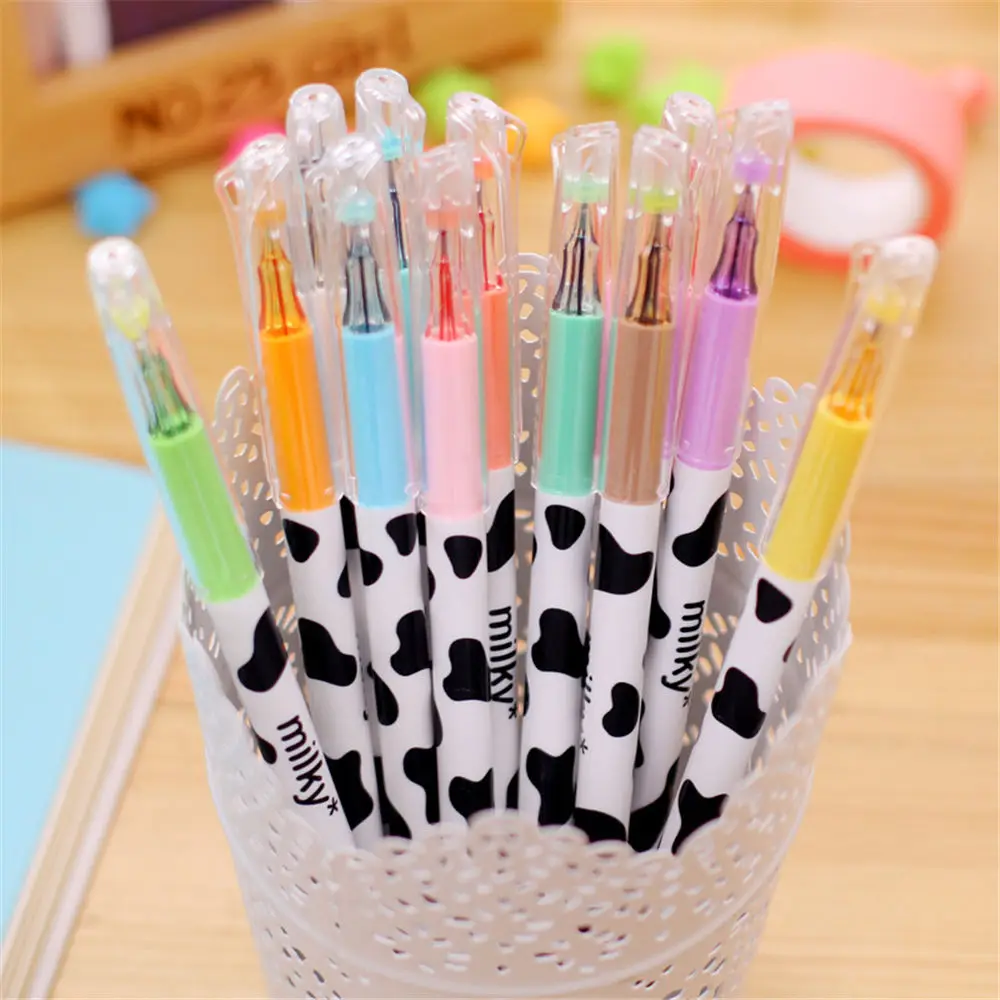 

12PCS Candy Colors Cute Milky Gel Pens Ballpoint Pen Set Study Stationery