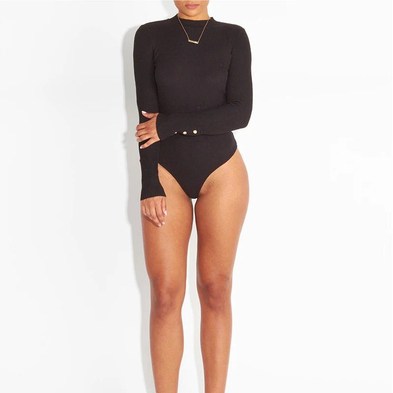 

Newly Women Skinny Jumpsuit Long Sleeves Elastic Slim Fit High Waist Bodysuit for Autumn m99