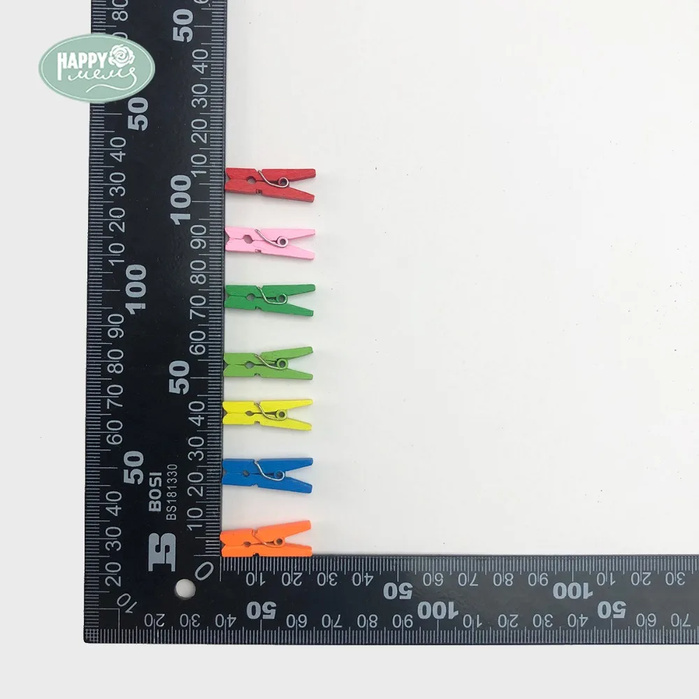 

Happymems 100pcs Colorful Wood clothespins 26mm Mini Natural Wood Clip Office Decoration Craft DIY Wood pegs