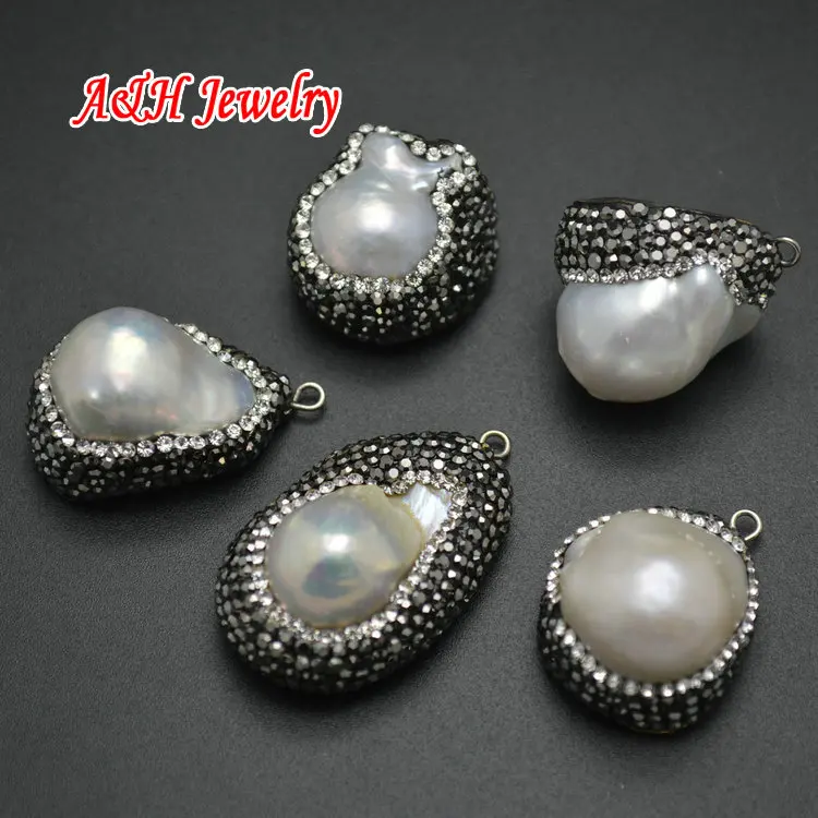 

New Fashion Baroque Style Natural Freshwater Pearl Single Loops Pendant For Jewelry Making DIY Charms 5pc/lot