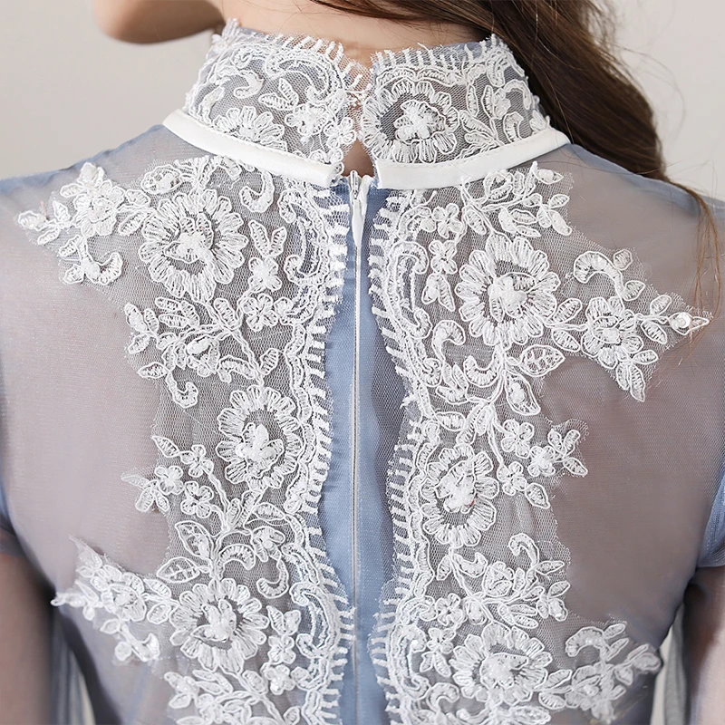 Винтажное тюлевое короткое платье jaevin для подружки невесты с высоким воротником