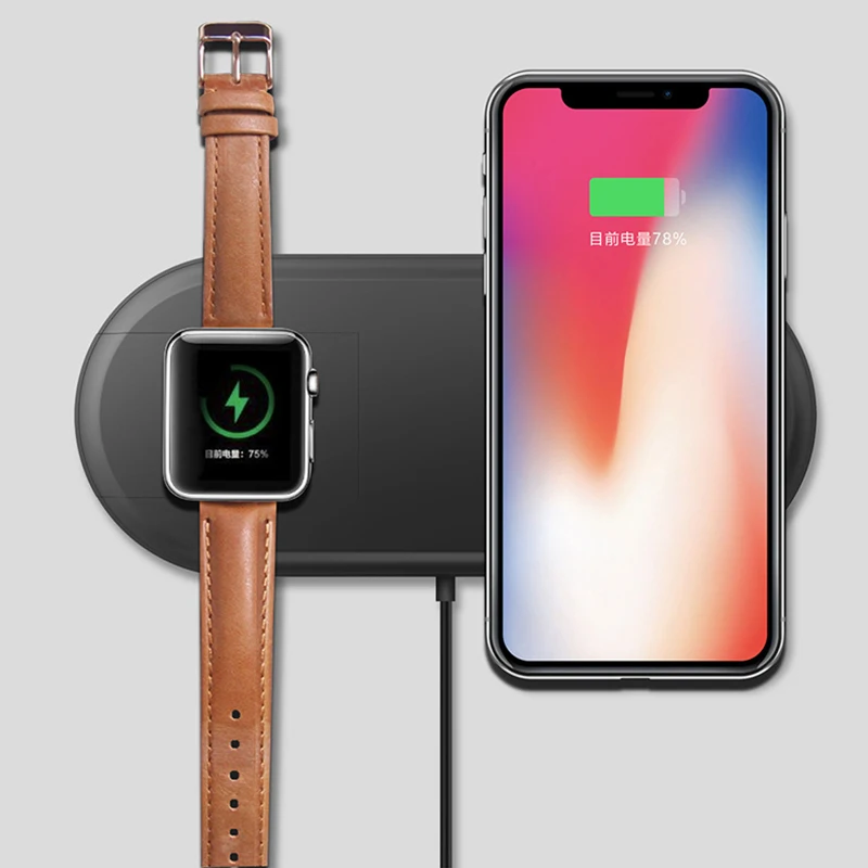 Беспроводное зарядное устройство для iPhone X 8 XR XS Max Apple i Watch 1 2 3 4 10 Вт Беспроводная