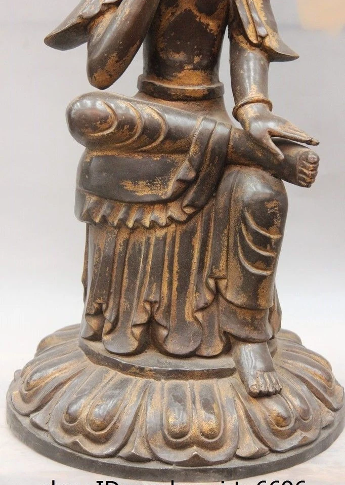 30 Тибет Буддизм бронза Медь Лотос Кван Юн Бесплатная Гуаньинь Бодхисаттвы статуя