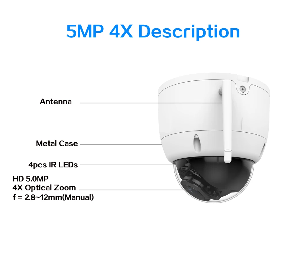1080 P 2MP 5MP WiFi HD 4x ручной зум Встроенный слот для sd карты IR 2.0MP купольная ip камера