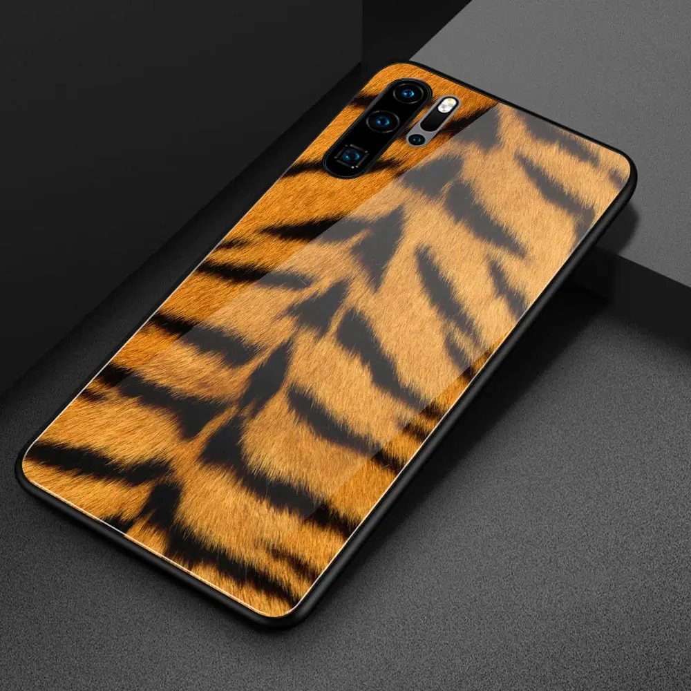 Для huawei p20 pro Чехол с леопардовым принтом из кожи тигра и стекла задняя крышка p10