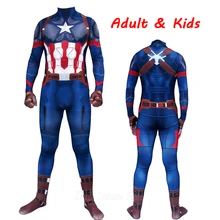 Men Cosplay Steve Rogers Costume Digital Printing Zentai Jumpsuits Adults Kids Suit Bodysuit Halloween Costumes