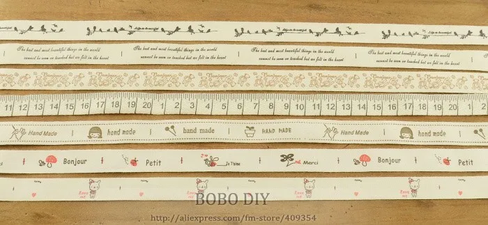 Этикетка ручной работы на заказ Персонализированные 17 видов конструкций/лот Смешанные 1,5 см хлопковые ленты бирки для DIY одежды ремесла аксессуары Швейные ленты