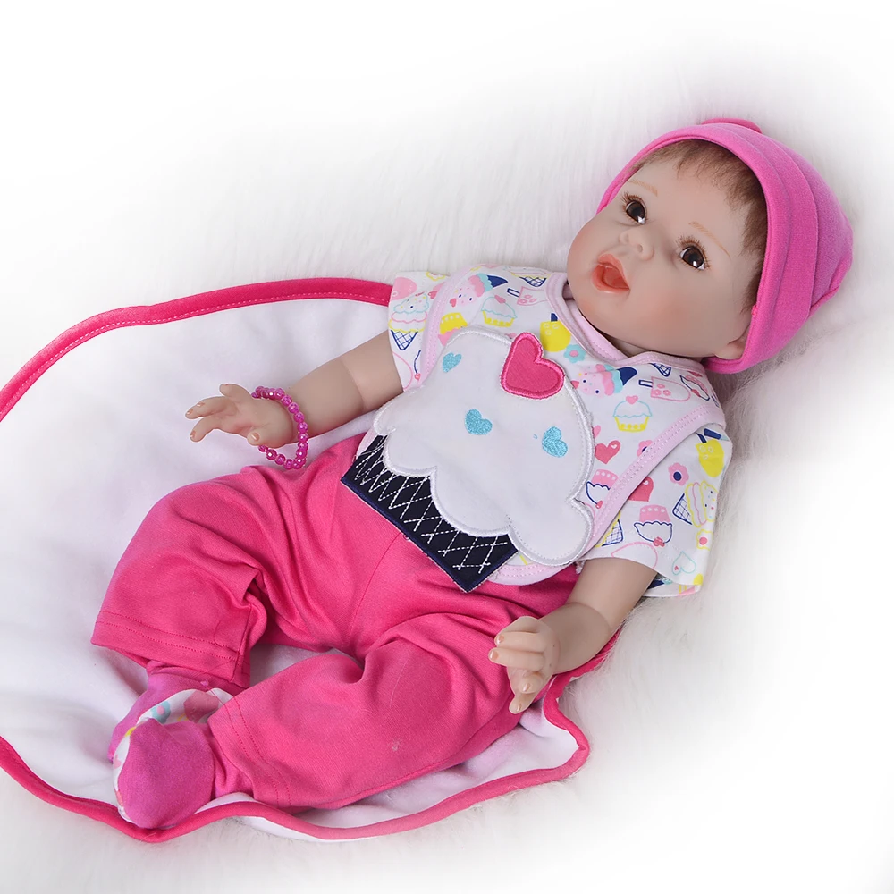 Мода 55 см Baby Reborn Bonecas 22 дюйма Мягкая силиконовая виниловая кукла для
