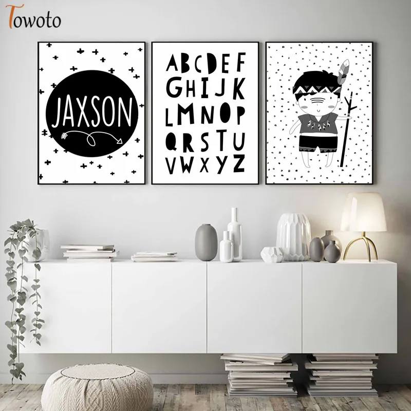 Картина с буквами алфавита плакат цитатами для мальчиков монохромная на холсте