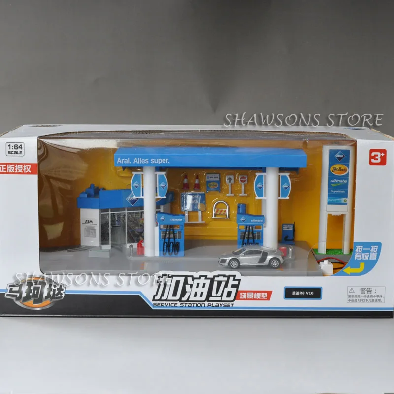 Модель игрушки бензиновый автосервис с 1: 64 Литой игрушечный автомобиль миниатюрная копия Playset