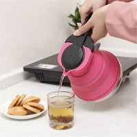 1 5l portable folding silicone water kettle water dispenser pots outdoor camping travelling kitchen tea coffee kettle