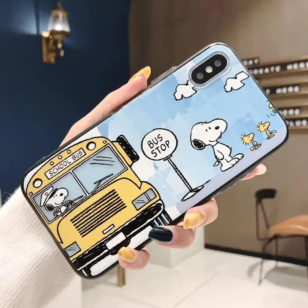 Cartoon Anime Snoopy Mobile Shell for Apple iphones 6/6s 6plus 7 8 7plus 8plus X XR Xs XSMax cute bus phone case | Мобильные