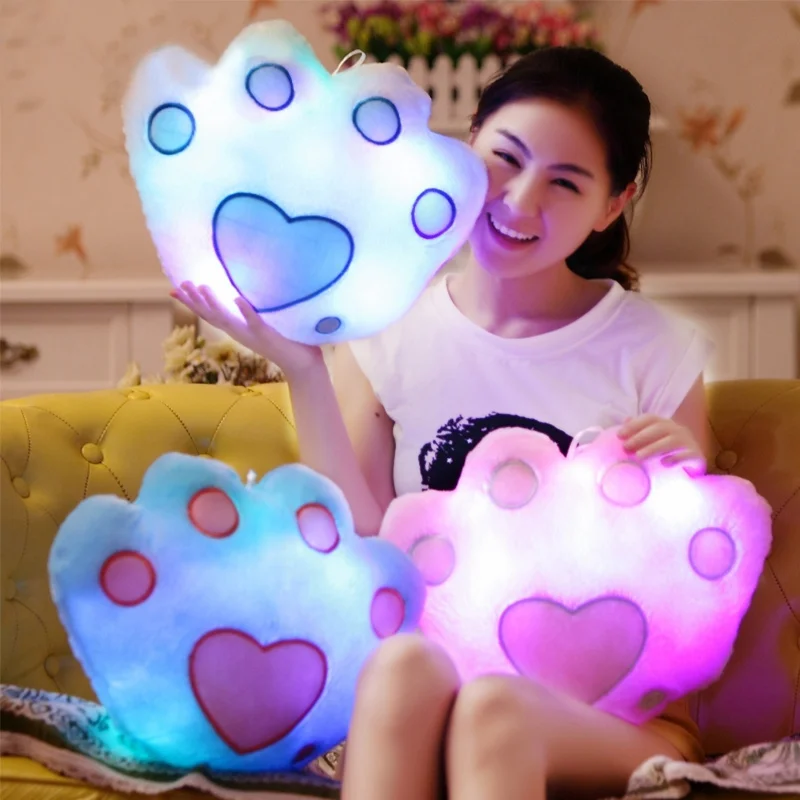 Красочные светящиеся подушки световой Медвежья Лапа мягкая плюшевая подушка