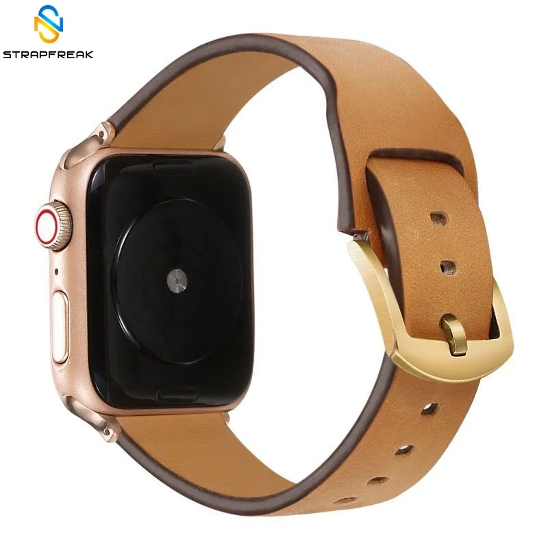 Ремешок для часов из натуральной кожи Apple Watch Series 4 3 2 1 золотой черный браслет с