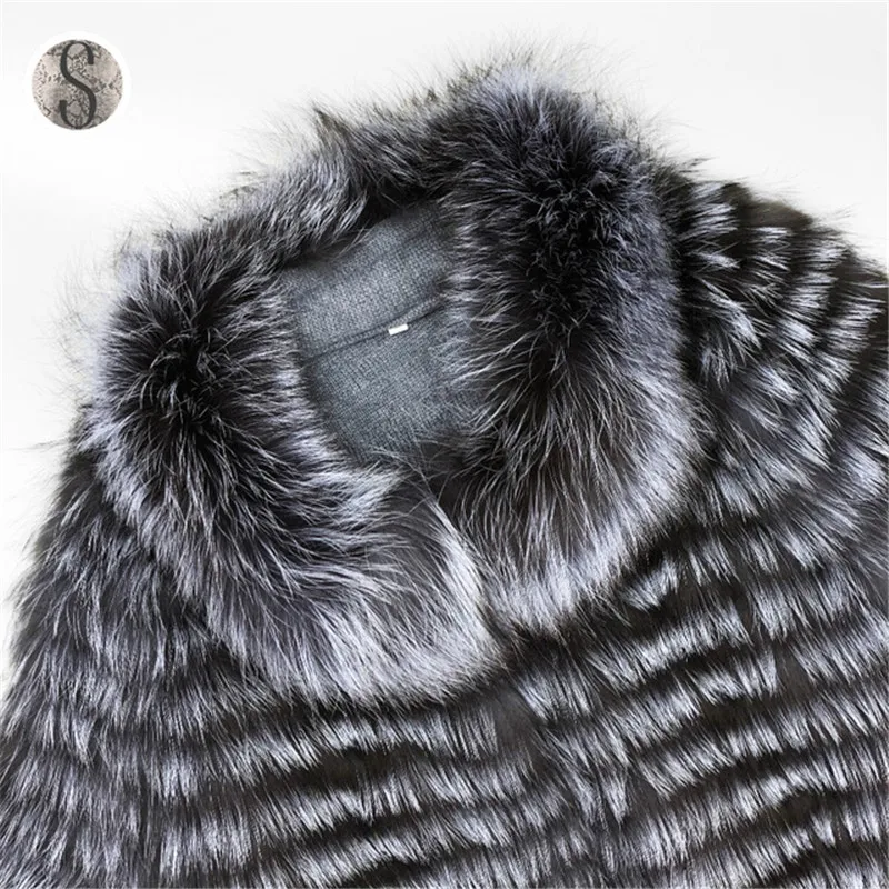 FURSARCAR 2021 New Natural Silver Fox Fur Coat Women Fur Collar Jacket For Female Fashion Winter Real  Fur Garment Lady