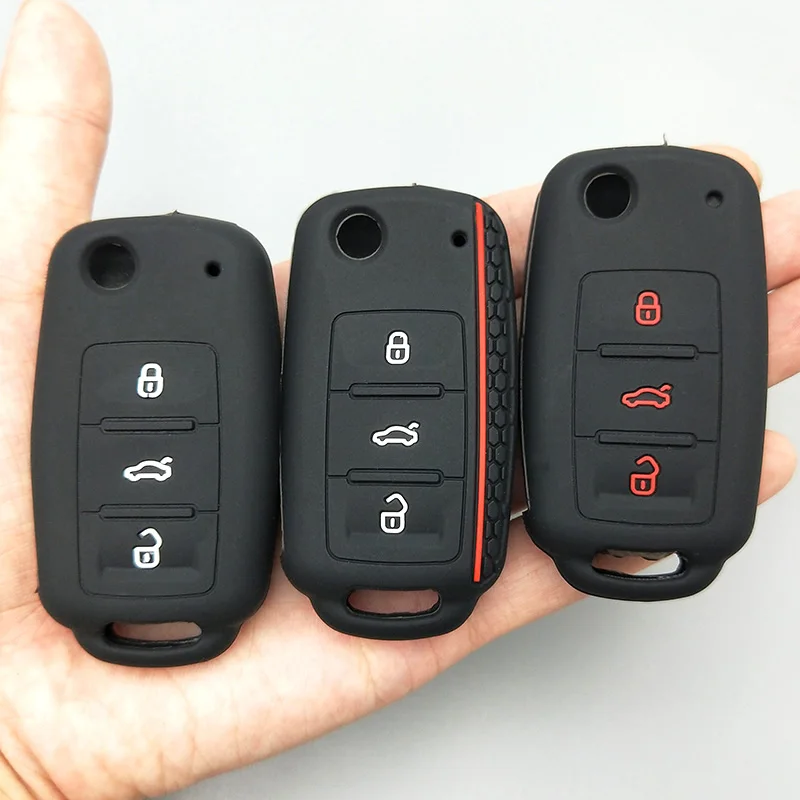 For Volkswagen Bora POLO GOLF Passat Car Key New Silicone Cover Case Shell 3 Button Remote Key protector Car Key Styling