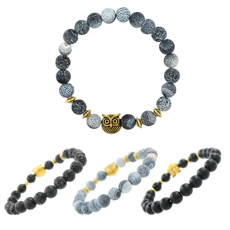Браслет с головой льва тигрового глаза сова Будда бусы браслет на запястье