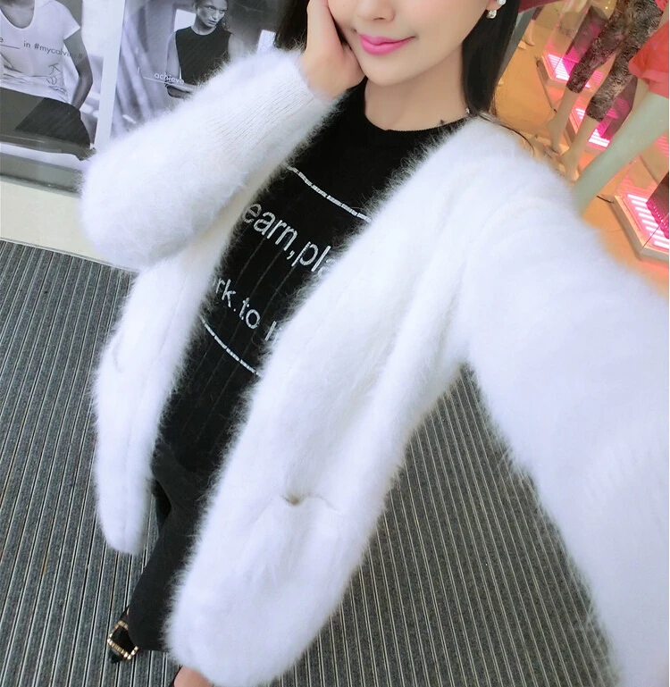 Новое поступление 2021 длинные вязаные кардиганы из натуральной норки и кашемира