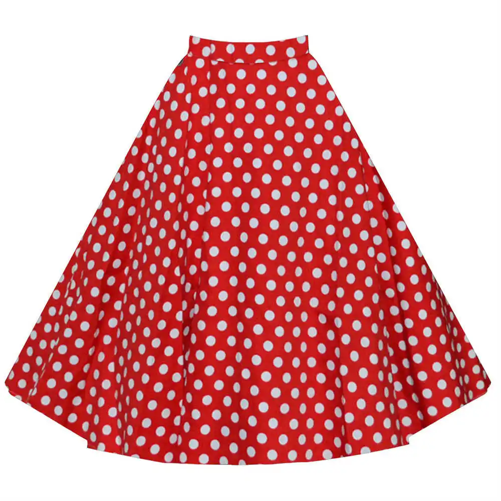 red dots Новинка, Однотонная юбка с завышенной талией, бальное платье, faldas jupe, Женская Повседневная Ретро миди юбка, хлопковые юбки-пачки - Цвет: red dots