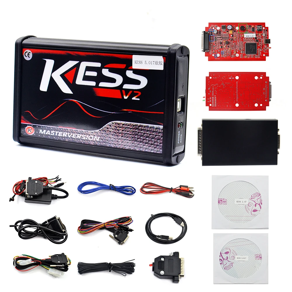 Новейший онлайн V2.47 EU красный Kess V5.017 OBD2 менеджер Тюнинг Комплект KTAG V7.020 4 светодиодный Kess V2 5,017 ECU программист неограниченный