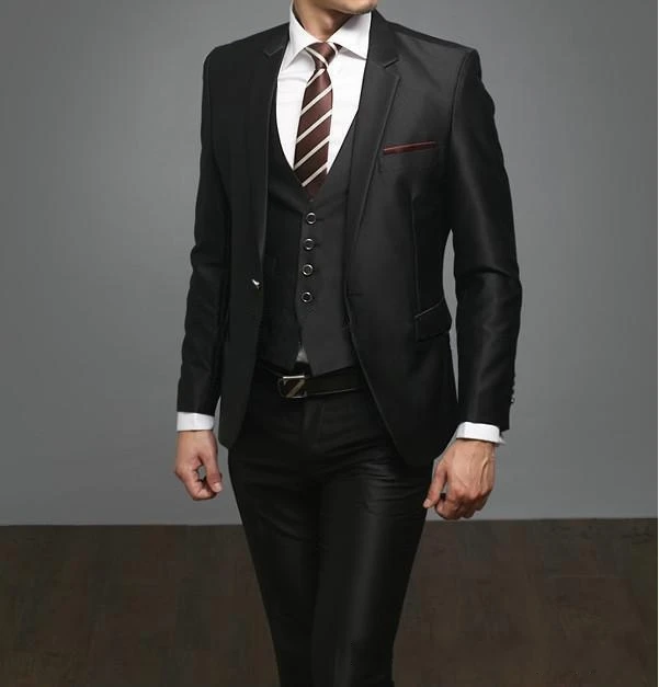 Mens Groom Slim Fit Suits Wedding Black Suit Set 2015 New Arrival Men terno masculino slim | Мужская одежда