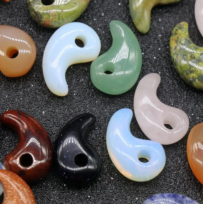 Mix Stone 10 шт./партия, подвески из натурального камня, подвеска с бусинами из камней, агаты из кристаллов, подвеска с бусинами из камней для ожерелья, ювелирных изделий, около 22x14 мм - Окраска металла: Mix Stone