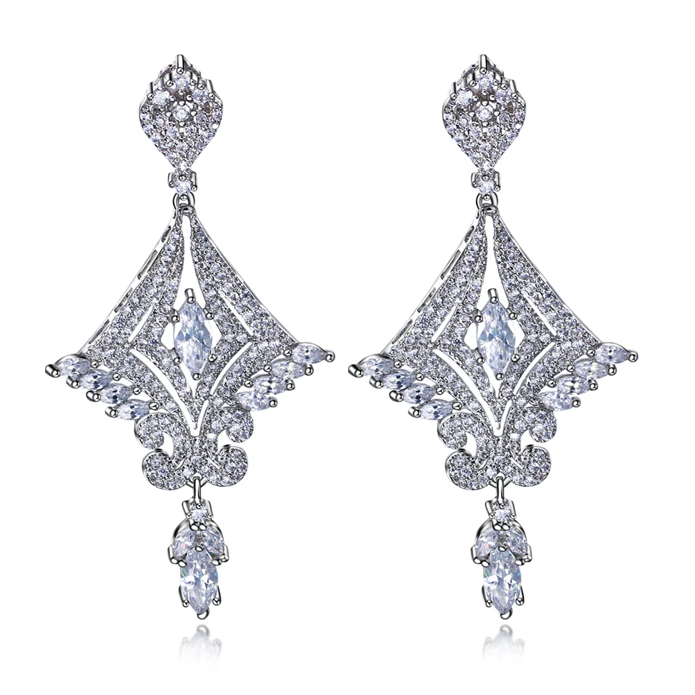 

Women Earring tassel Drop Earrings rhodium plated with CZ stone Romantic style fashion jewelry High quality Free shipment