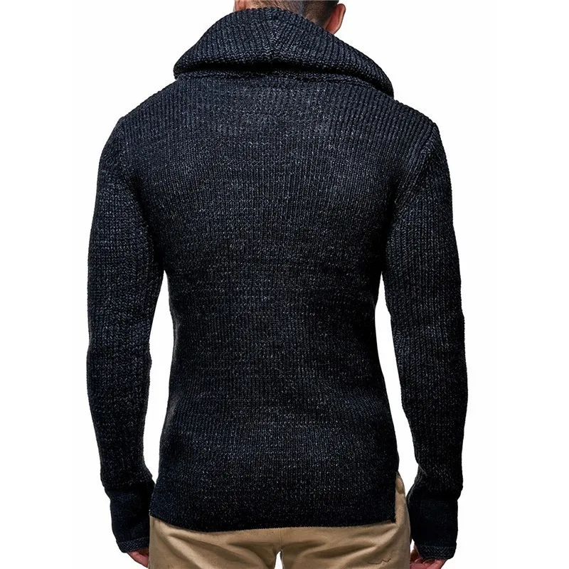 Men Biker Turtleneck Sweaters With Gloves Spring Autumn Slim Knitted Warm Pullover Sweaters