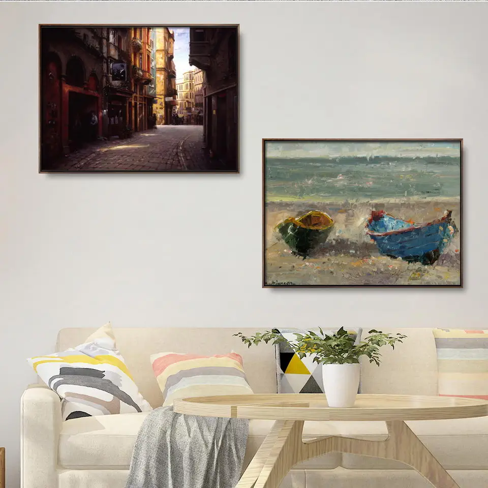 Vinsonloud Home Decoration Print Canvas Picture Wall Art Paintings Oil Unframed Drawings Landscape painting horse boat cloud | Дом и сад