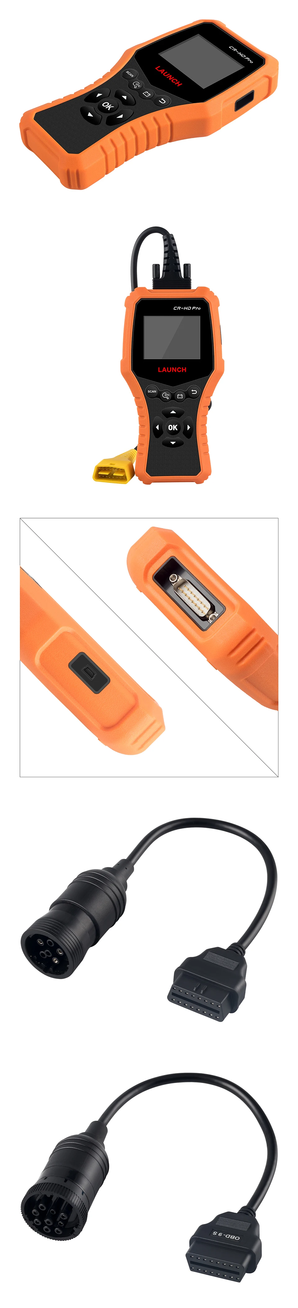 LAUNCH CR-HD Pro OBD2/HOBD truck/автомобильный диагностический инструмент OBDII/EOBD считыватель кодов X431 CR HD Pro сканер для 12 В/24 В бесплатное обновление