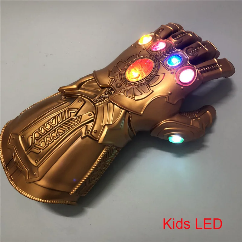 Kids LED Infinity Gauntlet танос перчатку перчатка Таноса Мстители 4 завершающей Косплэй перчатки для взрослых и детей ПВХ светодиодный перчатки подарок на Хэллоуин реквизит - Цвет: Kids LED