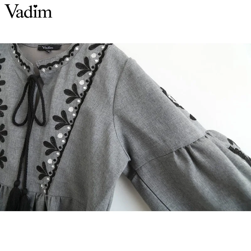 Женское винтажное Длинное свободное кружевное платье с цветочной вышивкой и