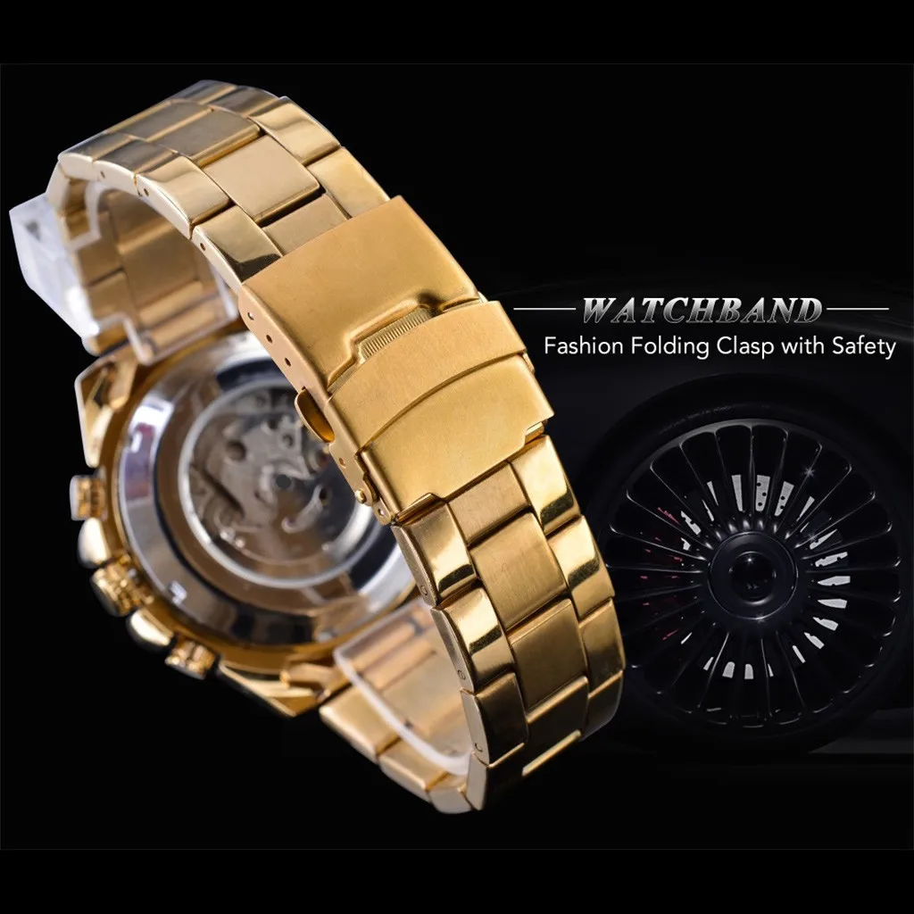 FORSINING Модные Роскошные мужские часы водонепроницаемые три глаза шесть игл