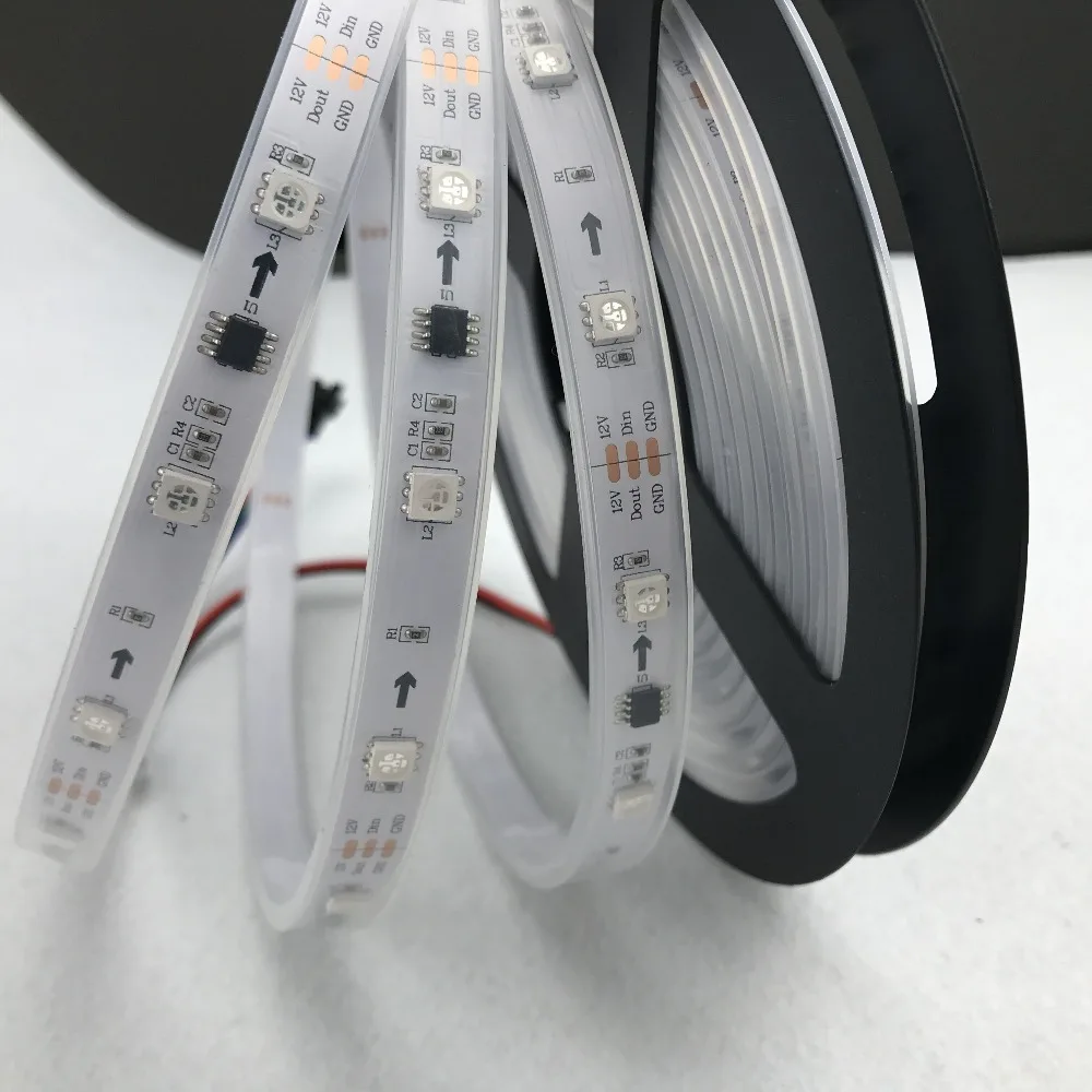 5 м светодиодный цифровой полосы, DC12V вход, WS2811IC(256 шкала); 10 шт. IC и 30 шт. 5050 SMD RGB каждый метр; водонепроницаемый в силиконовой трубки