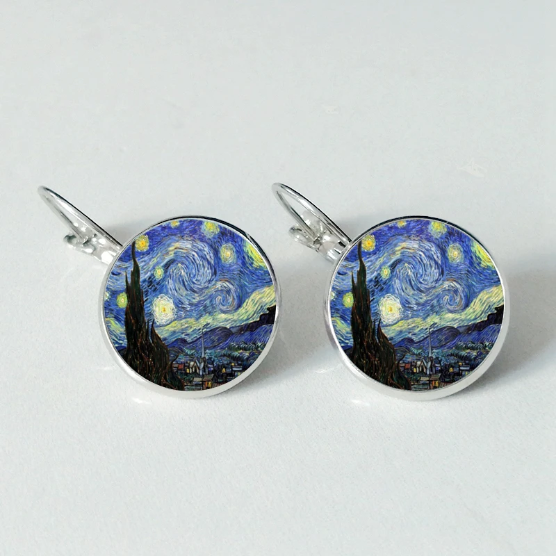 Модные серьги с изображением Ван Гога серии художественной живописи Звездная
