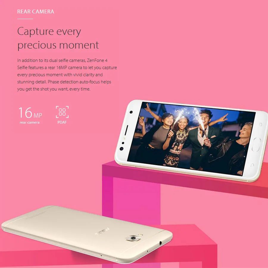 Мобильный телефон ASUS ZenFone 4 Selfie ZD553KL 4G LTE, 4 Гб ОЗУ, 64 Гб ПЗУ, четыре ядра, 5,5 дюймов, 16 Мп+ 20 Мп камера, две sim-карты