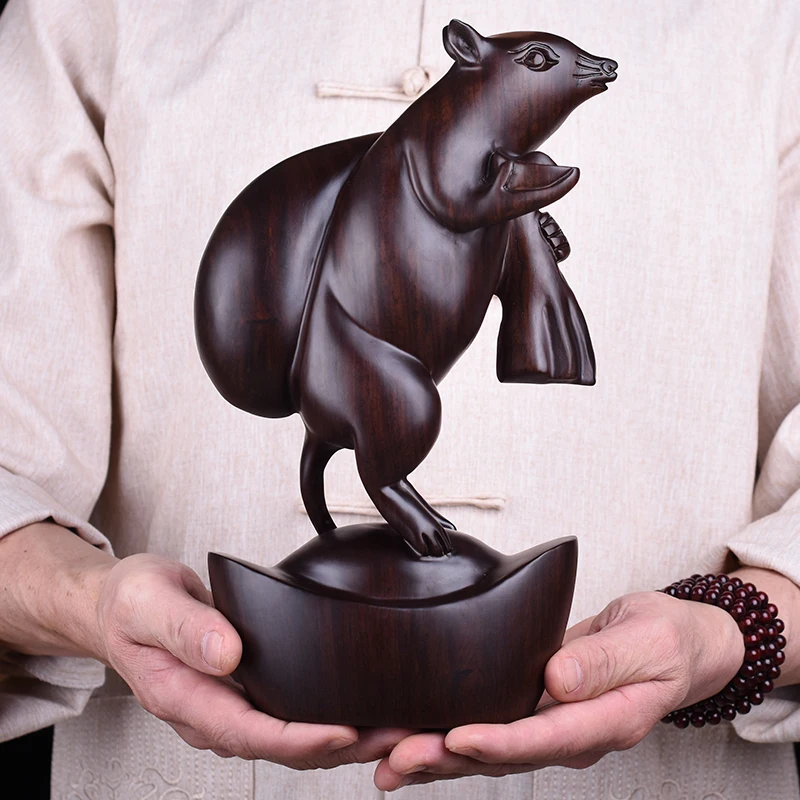 Black Sandalwood Carving Rat Decoration Geomantic Water Drawing Money Animal Living Room Home Jewelry Redwood Crafts | Дом и сад