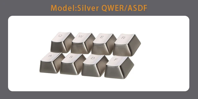 Silver-QWER-ASDF Крышка ключа из цинкового сплава для механической клавиатуры MX Axis Серебристые/золотистые металлические клавиши на клавиатуру Keypress WASD QWERASDF ARROW 37key - Цвет: Silver-QWER-ASDF