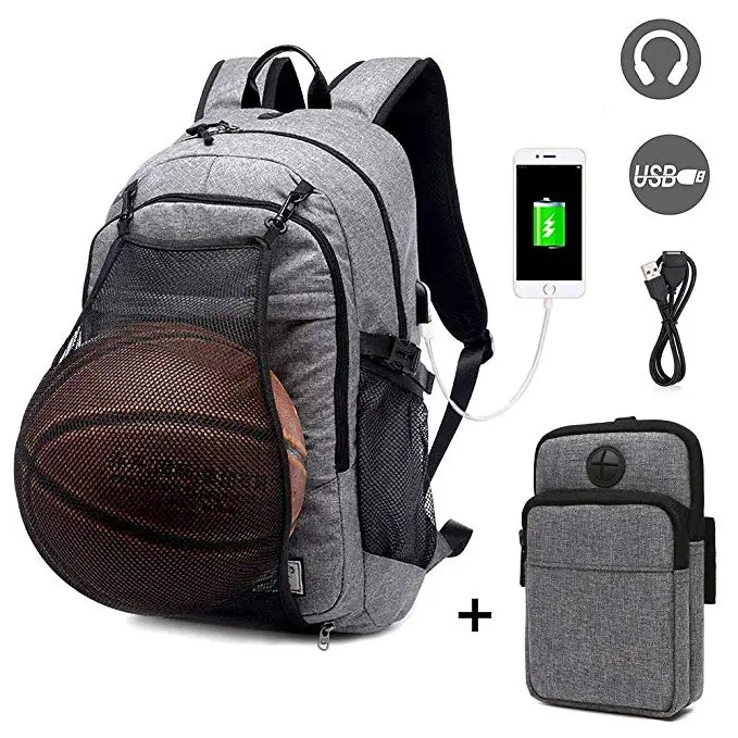 Gray with arm bag Популярный рюкзак для ноутбука с зарядкой через usb, школьная сумка, Студенческая сумка, деловой рюкзак, мужской унисекс Водонепроницаемый рюкзак для путешествий, сумка на руку - Цвет: Gray with arm bag
