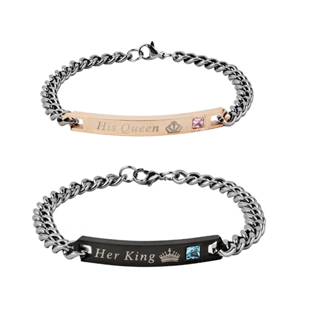 PIXNOR его королева ее король браслет из нержавеющей стали Регулируемый Запястье
