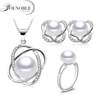 pearl jewelry settrendy wedding pearl necklace earrings 925 silver find jewelry set for women mother birthday gifts white pink