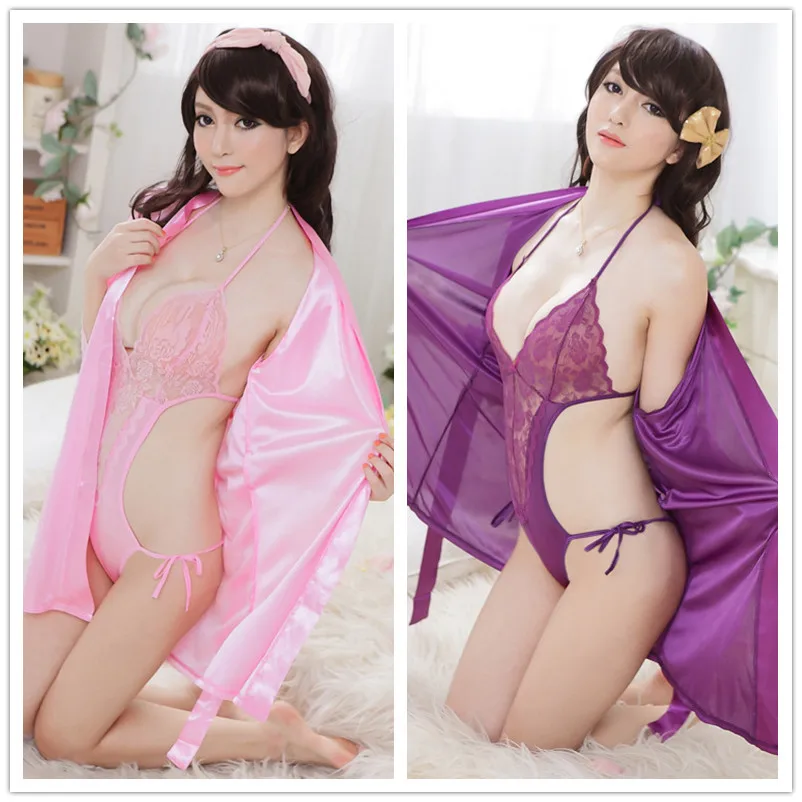 Ночная рубашка + нижнее белье 2 шт. сексуальное Эротическое с лямкой на шее секс