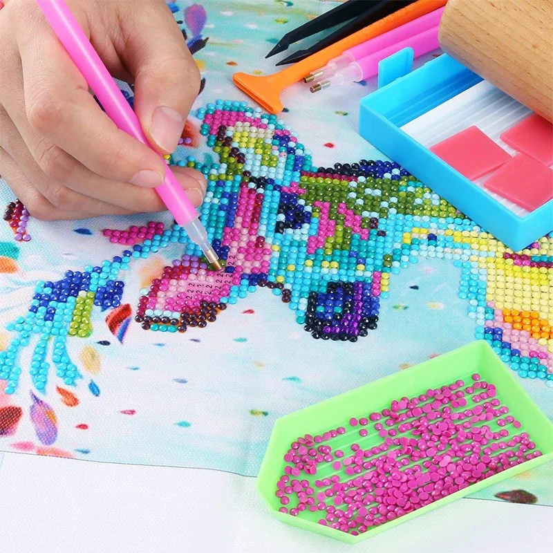 19 Pcs 5D DIY Diamond Painting Cross Stitch Tools Pen Tweezers Glue Plastic Tray and Wooden Roller for Art Craft | Дом и сад